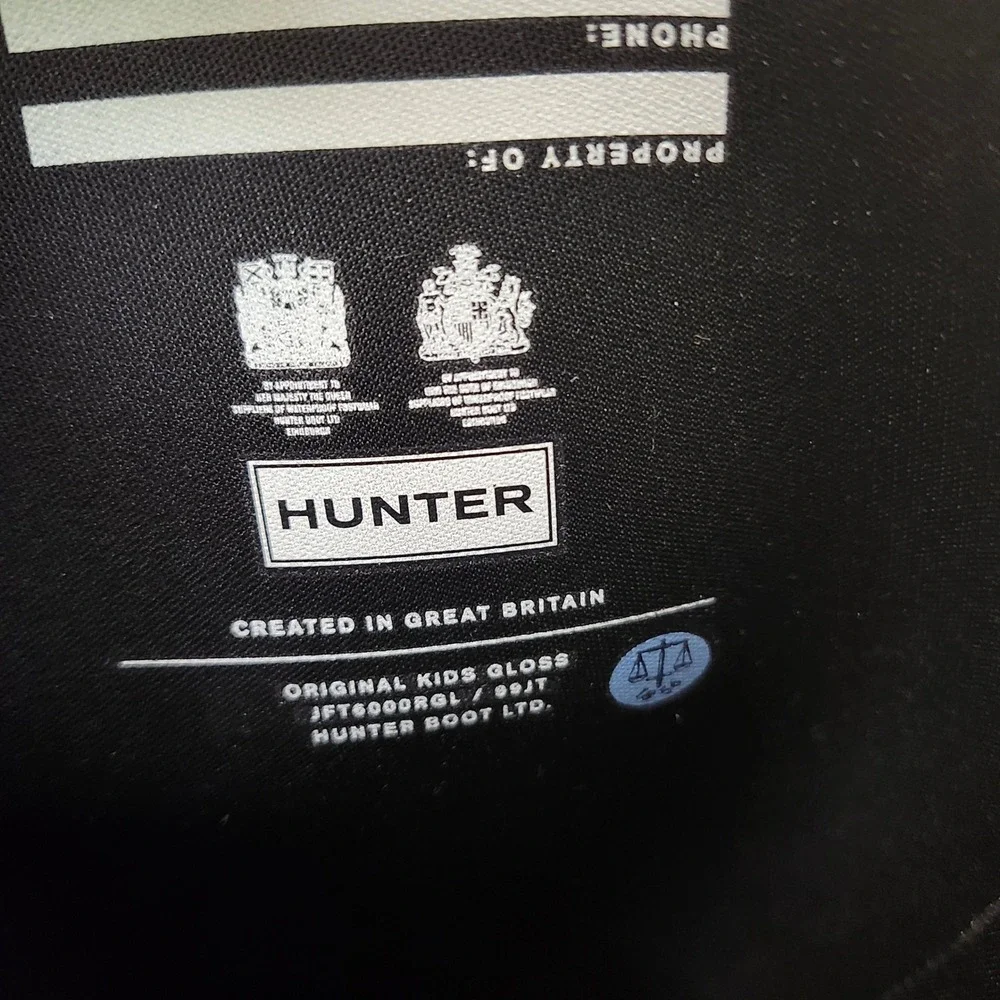 Hunter Original Kids Gloss Black Rain Boots Size 5B 6G  Wellies Iconic Unisex